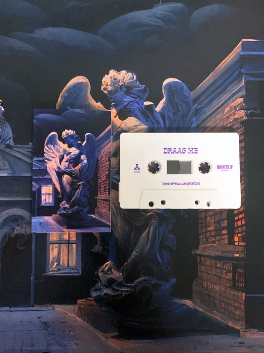 draag me - Cassette Tape - "lord of the shithouse" - white shell with purple ink